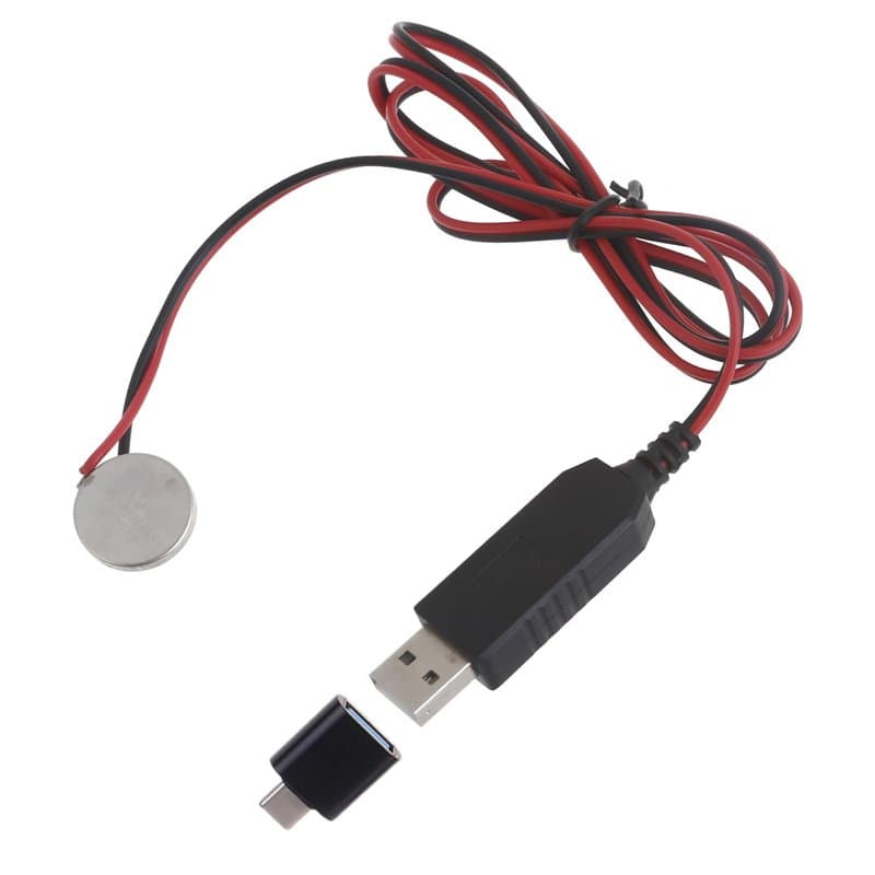 Haveratio Câble de Chargement de Batterie factice USB vers 3 V CR2032 avec Adaptateur de Type C pour remplacer la Batterie CR203