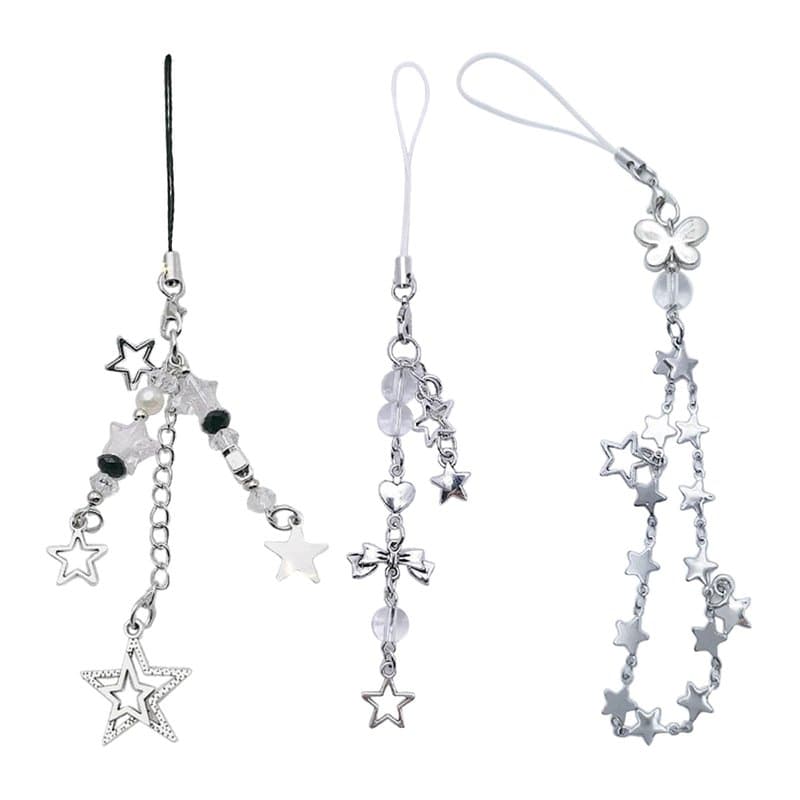YANGLY Chaîne de téléphone Portable Lot de 3 Porte-clés étoiles Sweet Star Chaîne de téléphone Pendentif de téléphone Alliage Ma