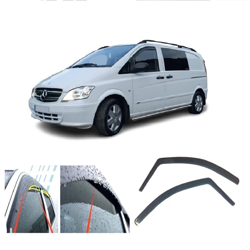 AC WOW Lot de 2 déflecteurs d'air en acrylique PMMA compatibles avec Mercedes W639 Classe V Vito Viano 2003 2004 2005 2006 2007