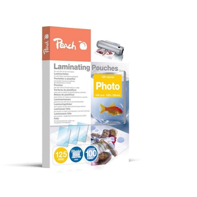 Peach Photo Laminating Pouches 106 x 156mm, 125 mic, Glossy, S-PP525-19, Set of 100