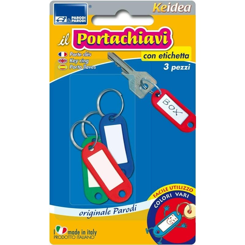 Parodi & Parodi 429 Kit 3 Porte-clés colorés avec étiquette, Neutre, Standard