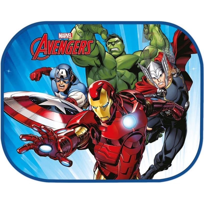 TataWay - Pare-Soleil Voiture Marvel Avengers, Fixation Ventouse, Protection UV, Graphismes Iron Man Thor Hulk Captain America,