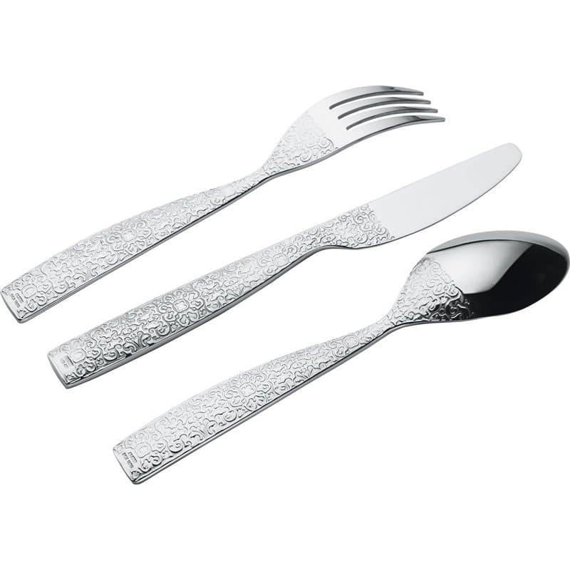 Alessi Mw03s24 Dressed Service à Couverts 24 Pièces en Acier Inoxydable 18/10 Brillant avec Décoration en Relief