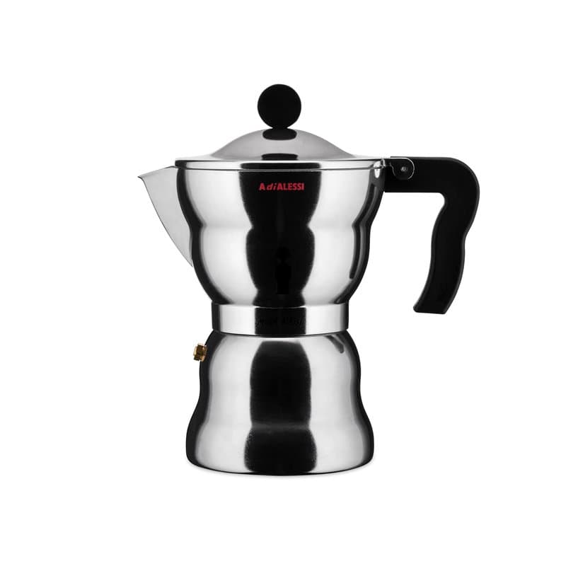 Alessi AAM33/6 - Cafetière Espresso Design, Corps en Aluminium, Poignée et Bouton en Résine Thermoplastique, 6 Tasses, Argenté