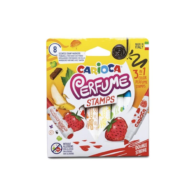 Carioca ROTULATEUR Parfum Stamps Boîte de 8 Couleurs - Pointe Biseau - Marqueur - Stylos de Marque - Parfum - Artisanat Écologiq