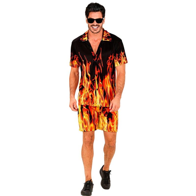 WIDMANN MILANO PARTY FASHION - Tenue hawaïenne, chemise à manches courtes et short, fleurs, aloha, fête sur la plage, déguisemen
