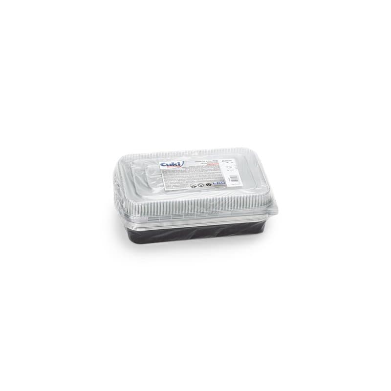 Cuki Professional Lot de 10 bacs en aluminium avec couvercles ultra-force, 6 portions, laquées, 29 x 19 x h4 cm, jetables pour f