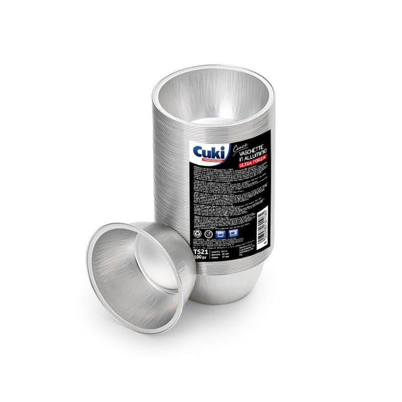 Cuki Professional Lot de 100 moules ronds en aluminium ultra-force, muffins, cupcakes, crème caramel, ø9cmxh3,5, 1 lot de 100 pi