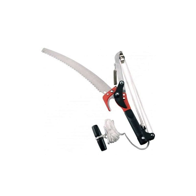 AUSONIA - SÉCATEUR-ÉLAGUEUR DOUBLE CORDE AVEC SCIE DE 35 CM. LAME EN ACIER TREMPÉ RECOUVERTE DE TÉFLON ET D’ANTIROUILLE, CORDELE