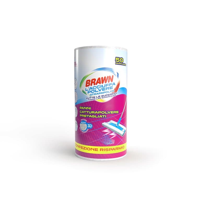 Brawn HQ Rouleau avec Chiffons prédécoupés pour balais Standard et balais Maxi, Tissu en Texture 3D à Haute épaisseur avec Plus