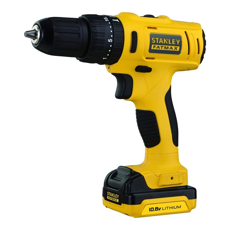 STANLEY FATMAX 10,8V Perceuse Visseuse à Percussion Compacte Sans Fil, Éclairage de Travail LED, 20 Positions de Mandrin, avec x