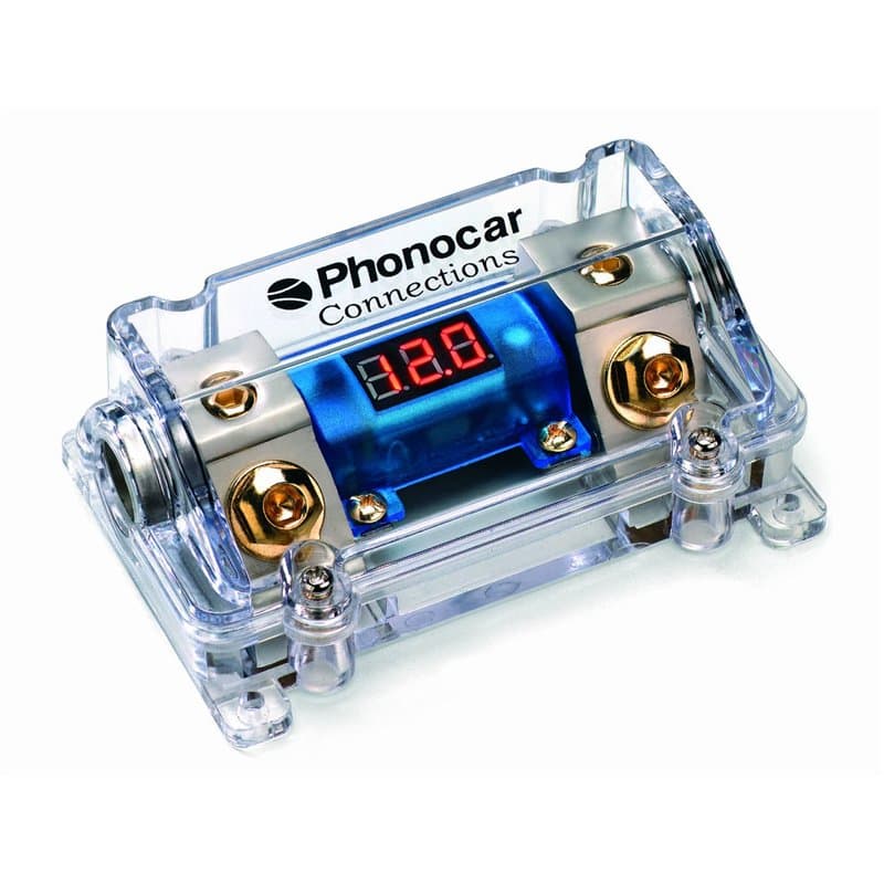 Phonocar 04490 Porte fusible pour fusibles Maxi Lame avec Voltmètre in/Out 50 mm² Multicolore