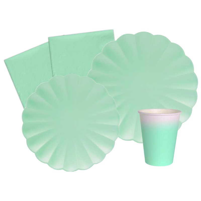 Ciao Kit Table Fête Party Flower Shape pour 24 Personnes (112 pièces: 24 Assiettes Ø23cm, 24 Assiettes Ø18cm, 24 gobelets 200ml,