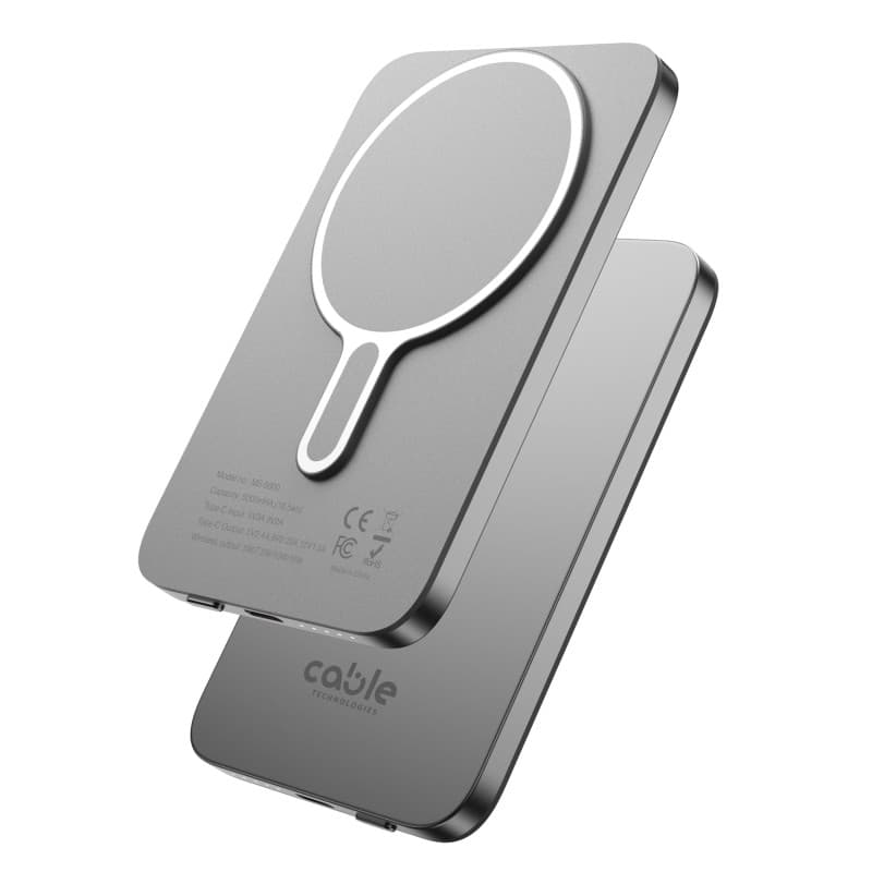 Cable Technologies Powerbank pour MagSafe 5000mah sans fil magnétique USB-C PD20W mince, charge rapide, batterie externe power b