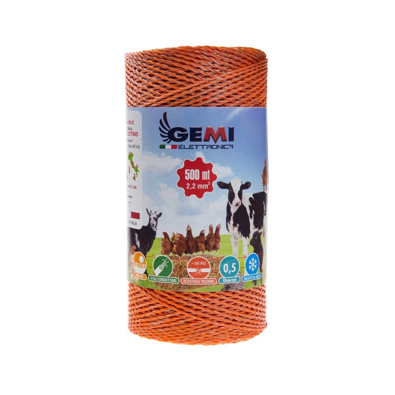 Gemi Elettronica FIL DE CLÔTURE ÉLECTRIQUE clôture électrifiée 500 mt 2,2mm pour animaux chevaux chiens vaches porcs poules