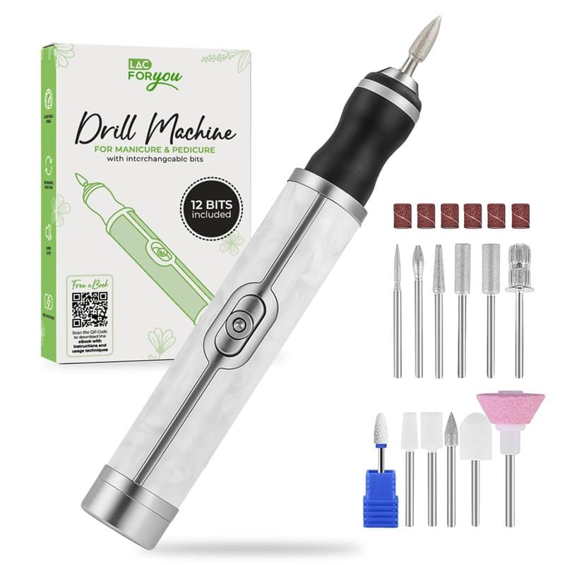 LAC FOR YOU Ponceuse pour Ongles USB-C – Lime a Ongle Electrique 4 Vitesses, Kit Manucure & Pédicure Portable avec 12 Embouts et