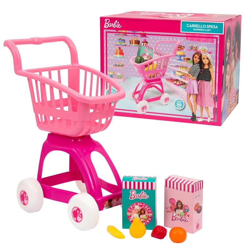 Barbie, Chariot de Shopping, 50cm, avec Plein d'accessoires, A partir de 3 Ans, BAR53