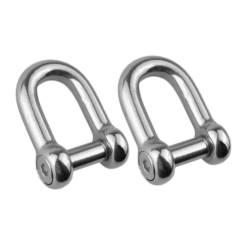 GATE14® Manille en Acier Inoxydable avec Tige à vis cachée, Forme D, Ø 10 mm - 2 pcs.