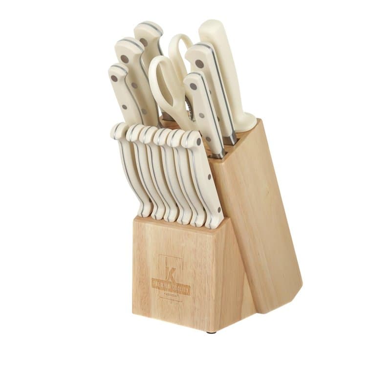 KASANOVA - Bloc en bois avec 11 couteaux, ciseaux et aiguiseur, bloc porte-couteaux de cuisine, set complet pour la cuisine