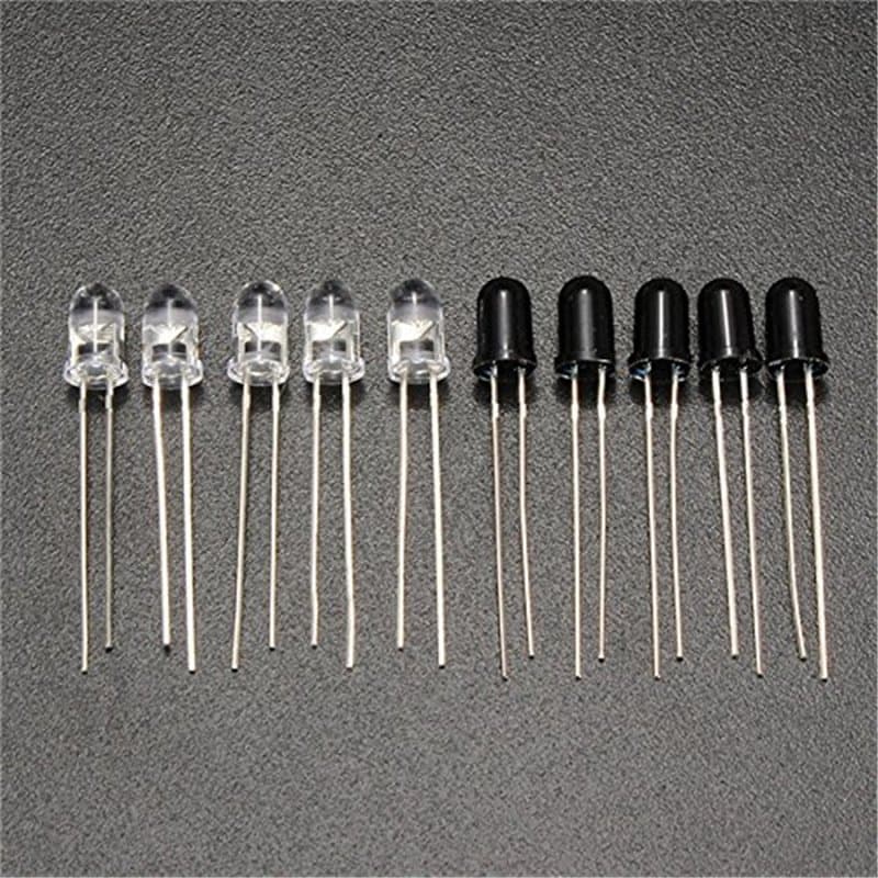 ExcLent 10Pcs 5Mm 940Nm Infrarouge Diode Infrarouge Lancement Émetteur Récepteur Récepteur Led