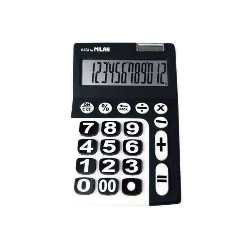 MILAN - Calculatrice 12 chiffres Grandes Touches - blanc et noir