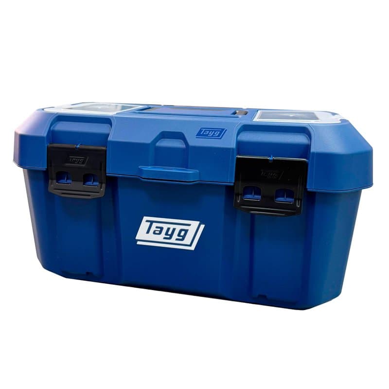 Tayg Boîte à outils 46 bleue - Étui et plateau intérieur amovibles, fermetures métalliques en acier, couvercle avec tiroirs, sup