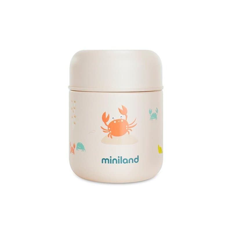 Miniland - Thermos Bébé pour Aliments 280ml en Acier Inoxydable, Maintient la Température Plus de 24h, Fermeture Hermétique et I