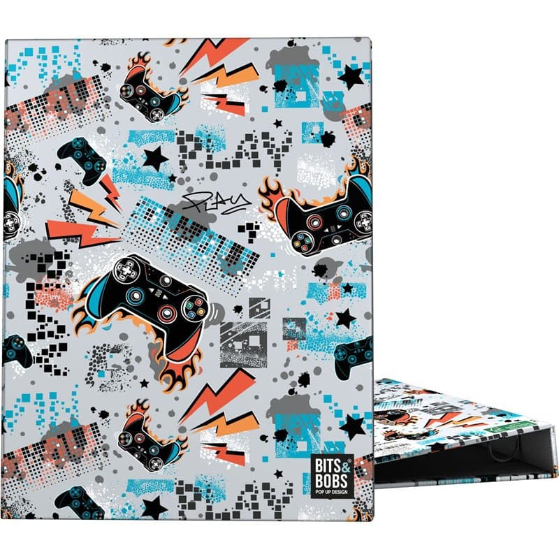 Grafoplás | Classeur à anneaux A5 | 4 anneaux ronds 20 mm | Plastifié Gloss | Design Bits&Bobs Pop Up Design, Play| Certifié FSC