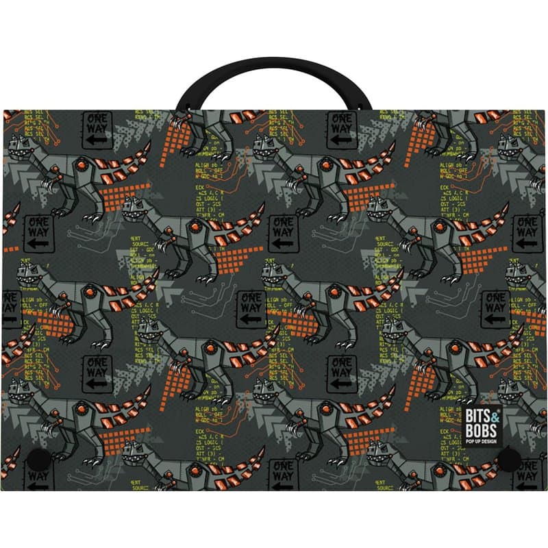 Grafoplás Bits & Bobs Pop Up Design – Mallette scolaire avec poignée et fermeture à broche | Polypropylène | Format Folio | 24,5