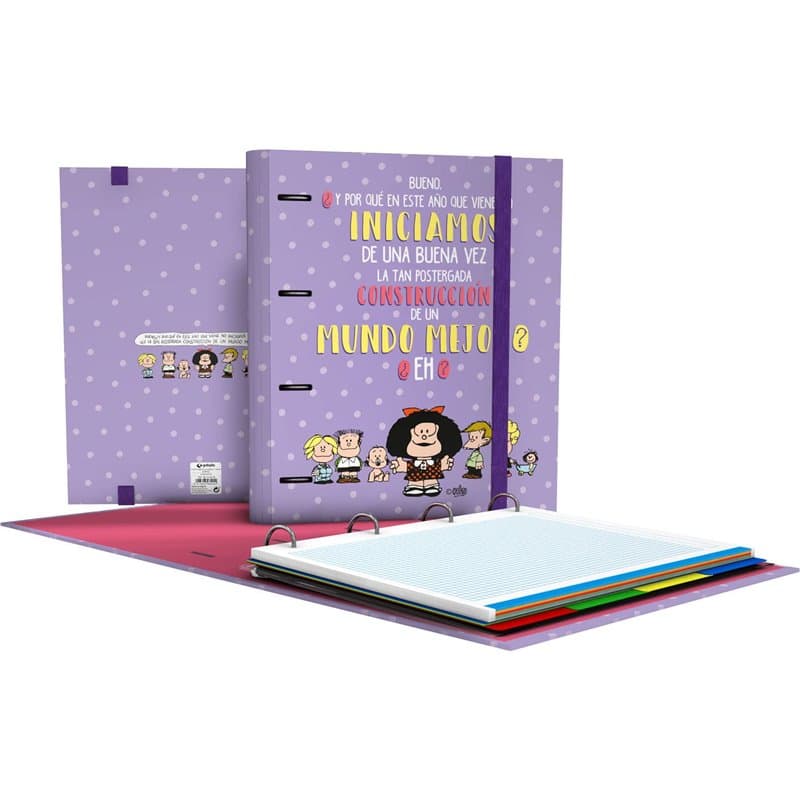 Grafoplás 88102659 Classeur avec recharge, A4, 4 anneaux, 100 feuilles quadrillées, 5 x 5, bord coloré, séparateurs, enveloppe t