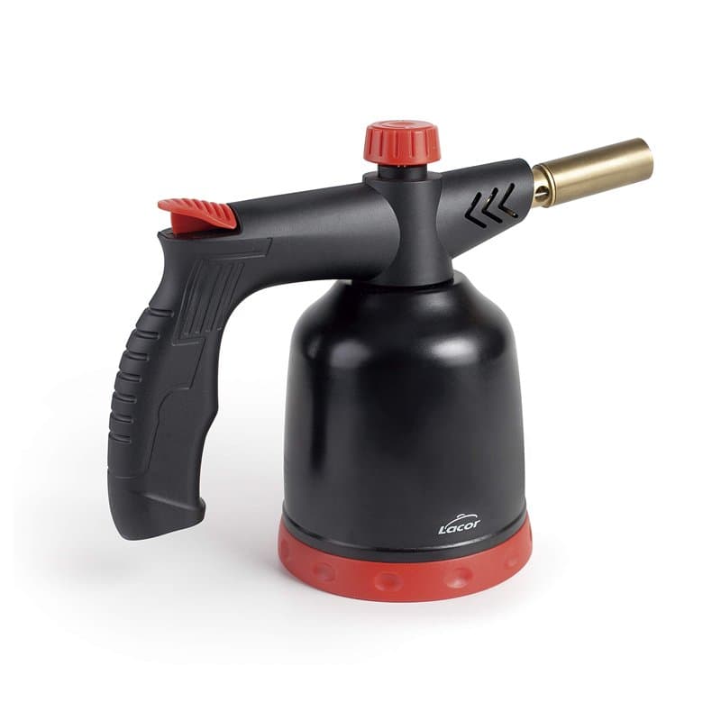 LACOR 68968 Chalumeau de cuisine, torche à gaz professionnelle, allumage piézoélectrique, flamme réglable, rechargeable avec car
