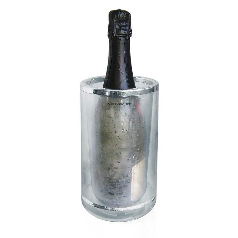Vin Bouquet FIE 028 Seau à glaçons double paroi, refroidisseur de bouteille, couvercle de bouteille de vin, 24 x 13.5 x 13 cm