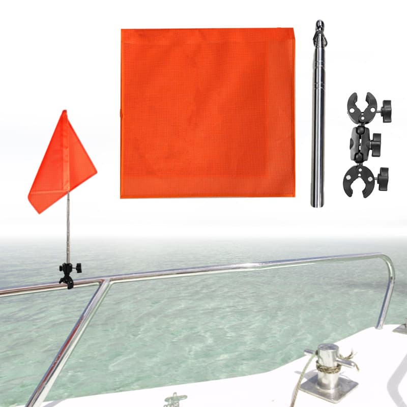 Drapeau de sécurité de bateau avec poteau réglable de 78", drapeau de ski nautique pour ponton, voile, kayak et jet ski - drapea