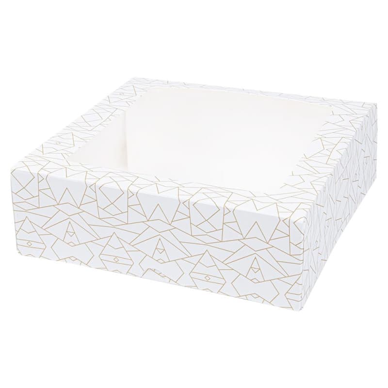 García de Pou 50 Unités - Boîtes Pâtisseries avec Fenêtre Thepack deco 250 g/m2, + Opp 23 x 23 x 7,5 cm Blanc Carton Ondulé Nano