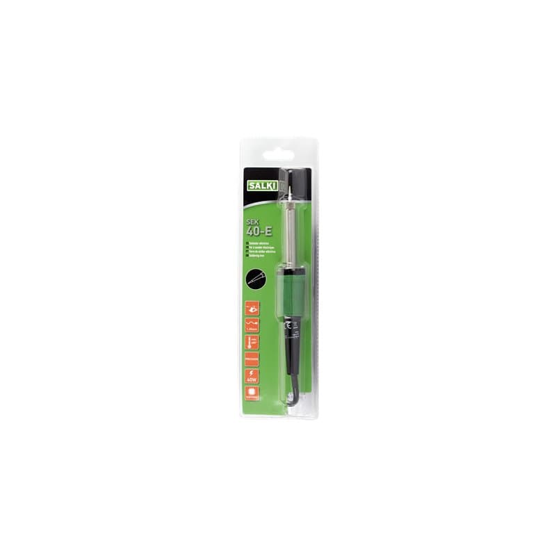 SALKI | Fer à Souder Électrique d'Étain 40W | Pointe Fine en Cône et Poignée Ergonomique Bimatériel | Vert