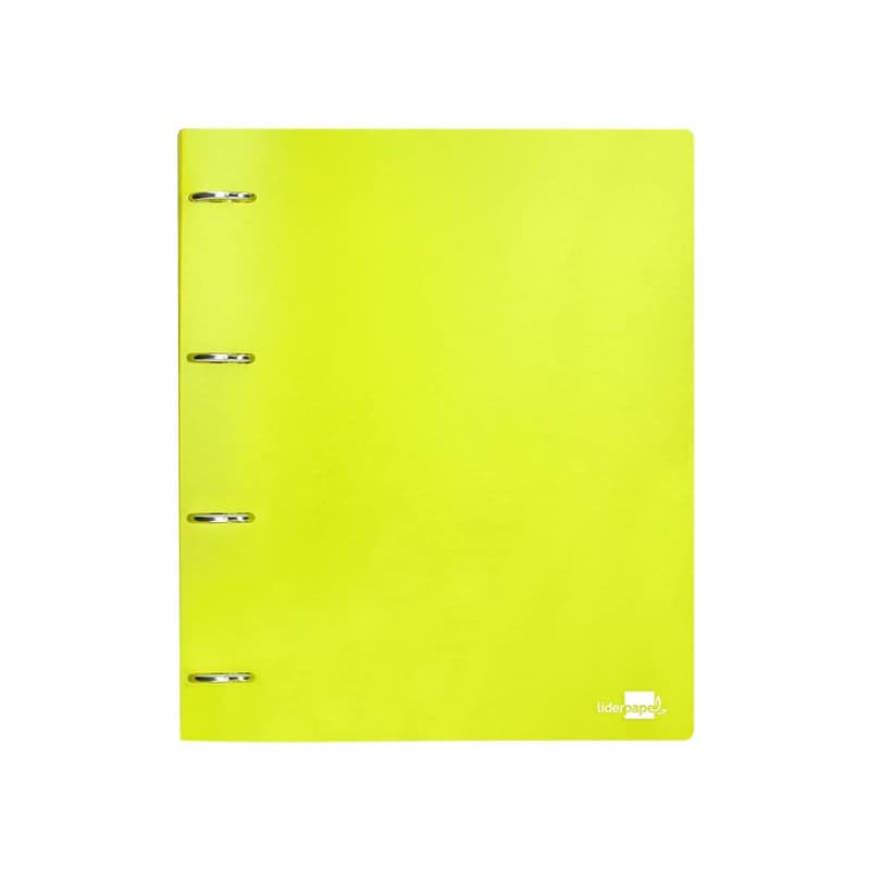 LIDERPAPEL 4 anneaux myxtes 40 mm POLYPRYLÈNE DIN A4 JAUNE FLUOR OPAQUE