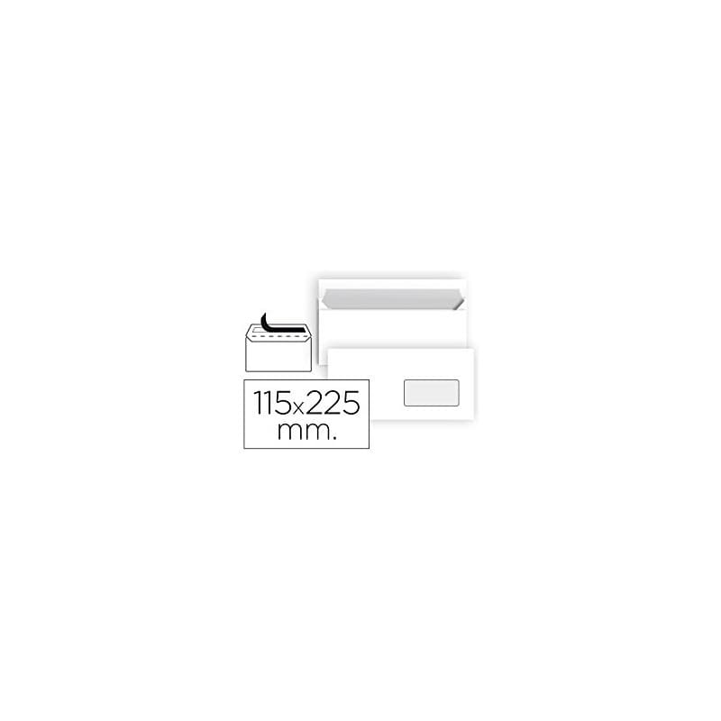 liderpapel sb90 – Pack de 25 enveloppes avec fenêtre droite, 115 x 225 mm, Blanc
