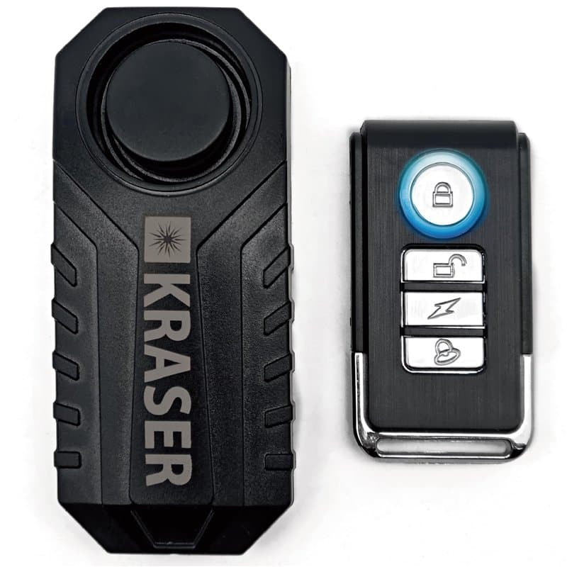 KRASER KR726 Alarme Vélo Antivol, Télécommande, Détecteur Mouvement 7 Niveaux, 3 Tonalités, 113 DB, sans Fil, Étanche, Alarme Mo