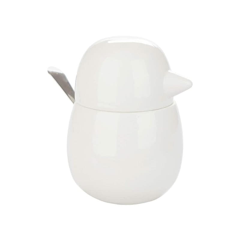 Balvi Sucrier Birdie Couleur Blanc Sucrier en Forme d'oiseau Porcelaine/métal