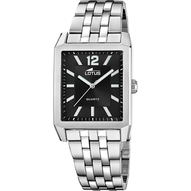 Lotus Montre pour Homme 18983/4 Square Series Boîtier en Acier Inoxydable Gris Bracelet en Acier Inoxydable Gris