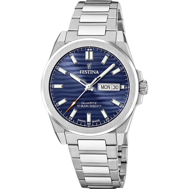 Festina Montre Swiss Made pour Homme F20073/2 Swiss Made Dune Boîtier en Acier Inoxydable Gris Bracelet en Acier Inoxydable Gris