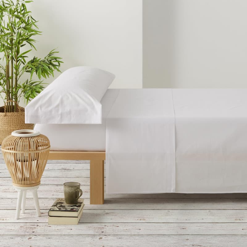 Degrees Home Premium - Parure de lit 135x190 - Drap Housse 135x190 - Drap Plat 135x190-2 taies d'oreiller 70x50, Blanc
