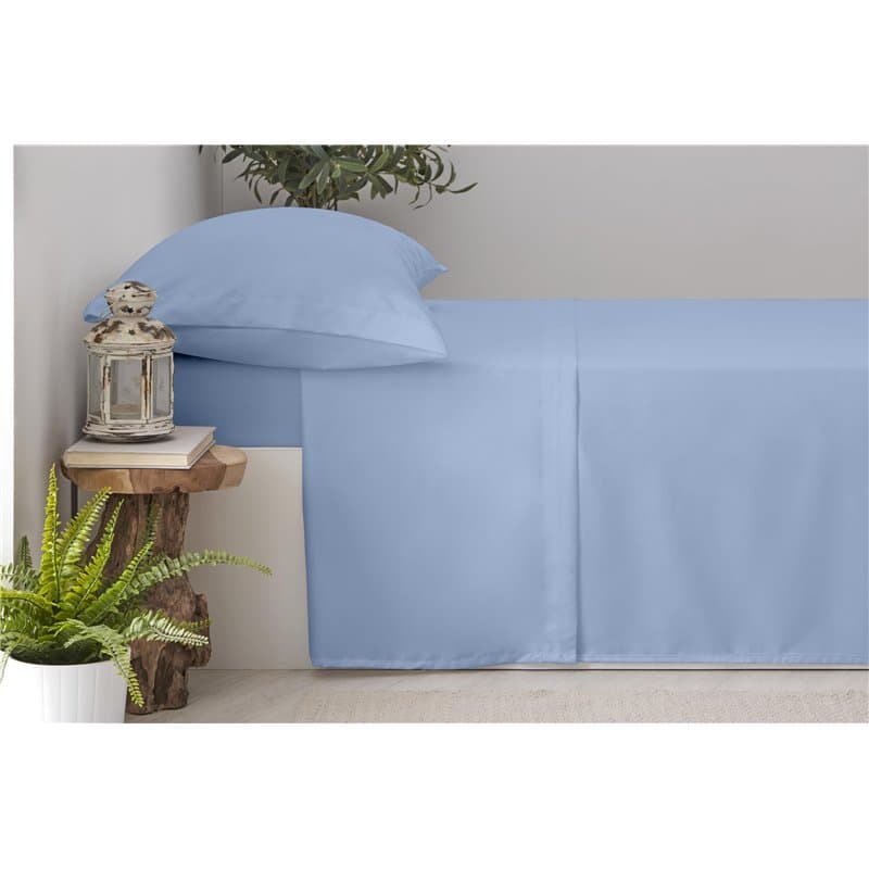 Degrees Home Premium - Parure de lit 135x200 - Drap Housse 135x200 - Drap Plat 135x200-2 taies d'oreiller 70x50, Bleu Clair