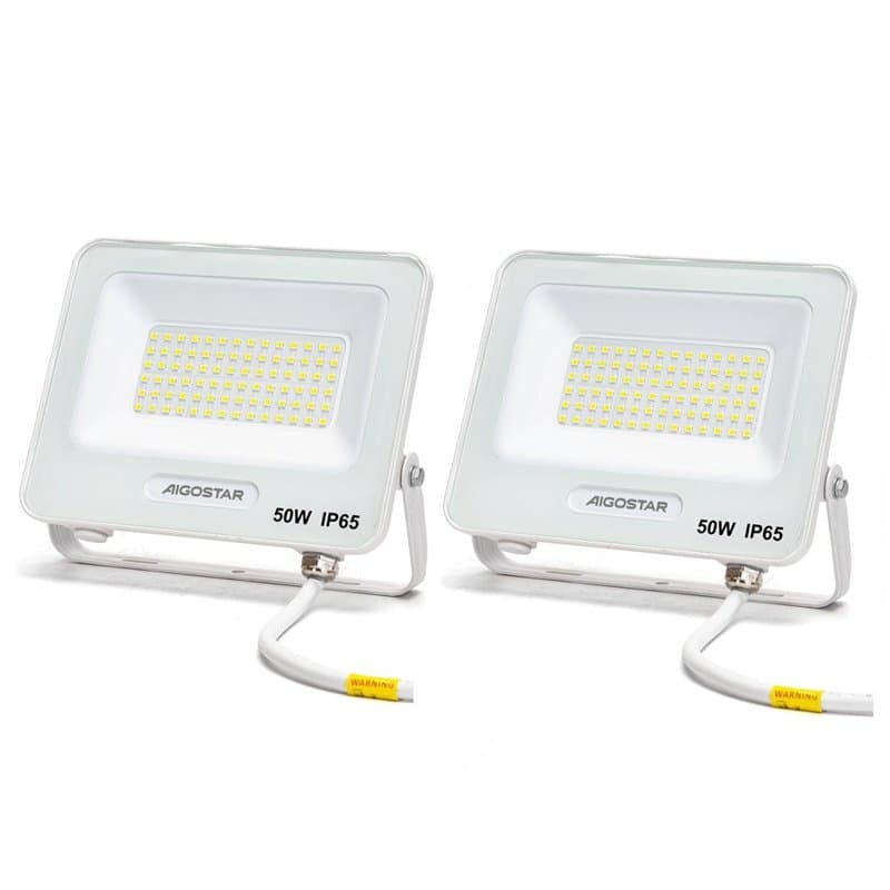 Aigostar Projecteur LED Extérieur 50W, 4500lm, Blanc froid 6500K Spot LED Extérieur, IP65 Imperméable Lumière de Sécurité, Pour