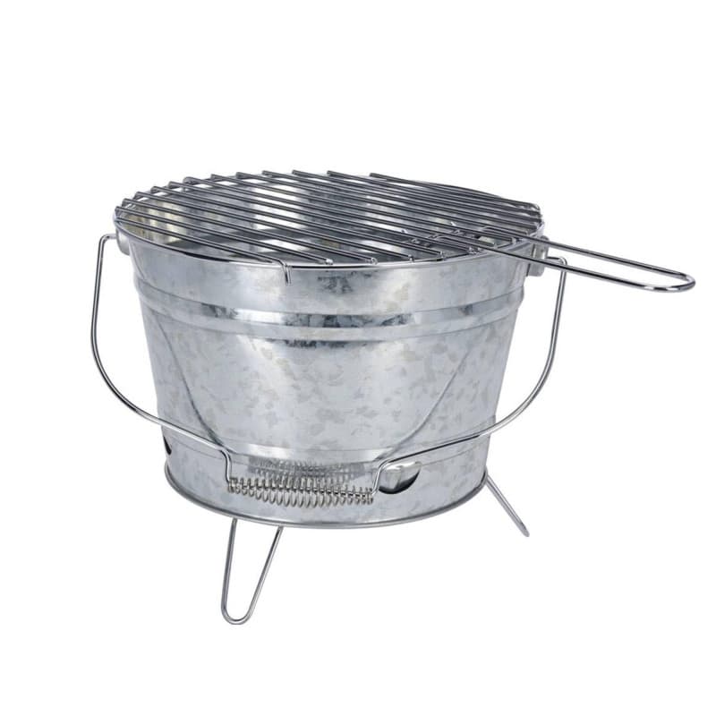 Well Home Seau barbecue finition zinc sur 3 pieds pliables avec poignée