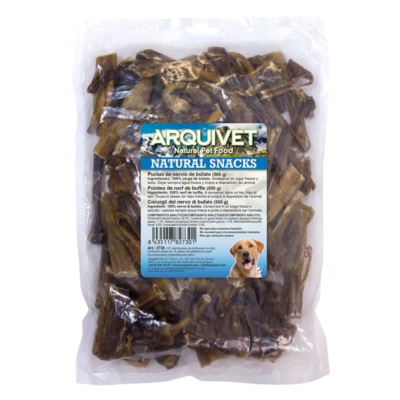 ARQUIVET Pointes de nerf de Taureau - Sachet 500 g - Natural Dog Snacks - Dog Sweets - Aliments pour chiens de haute qualité