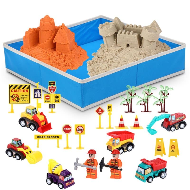 NK Jeu Sable Magique pour Enfants 2 3 4 5 6 Ans - Set de Construction pour Enfants avec 1.36kg Sable 2 couleurs et Bac à Sable d