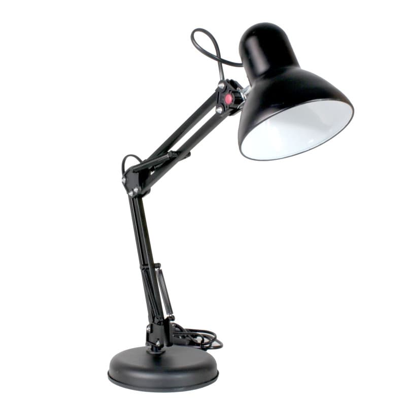 Wonderlamp - Lampe de bureau articulée noire Avati, lampe de bureau rétro-vintage, corps et tête articulée, 1 ampoule E27