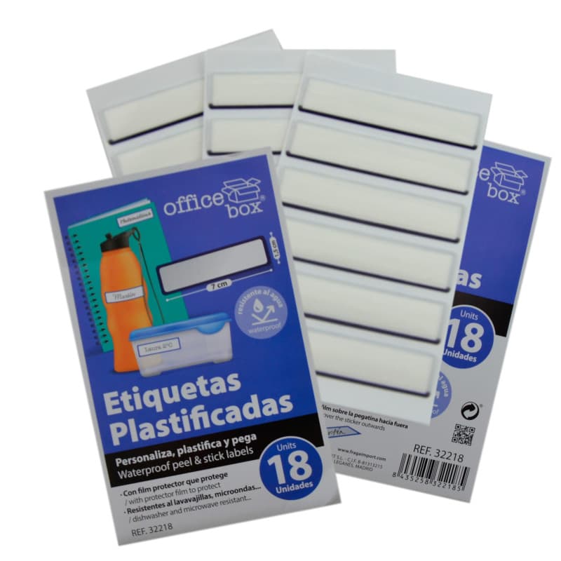 Lot de 18 Etiquettes Autocollantes Adhésives Plastifiées, Idéales pour Identifier Tout Objet, Résistantes au Lave-vaisselle et a