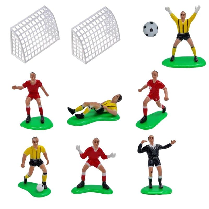 Dekora, Décoration de gâteau d'anniversaire, gâteau sur le thème du football et du sport, 7 figurines, 2 cages et 1 ballon